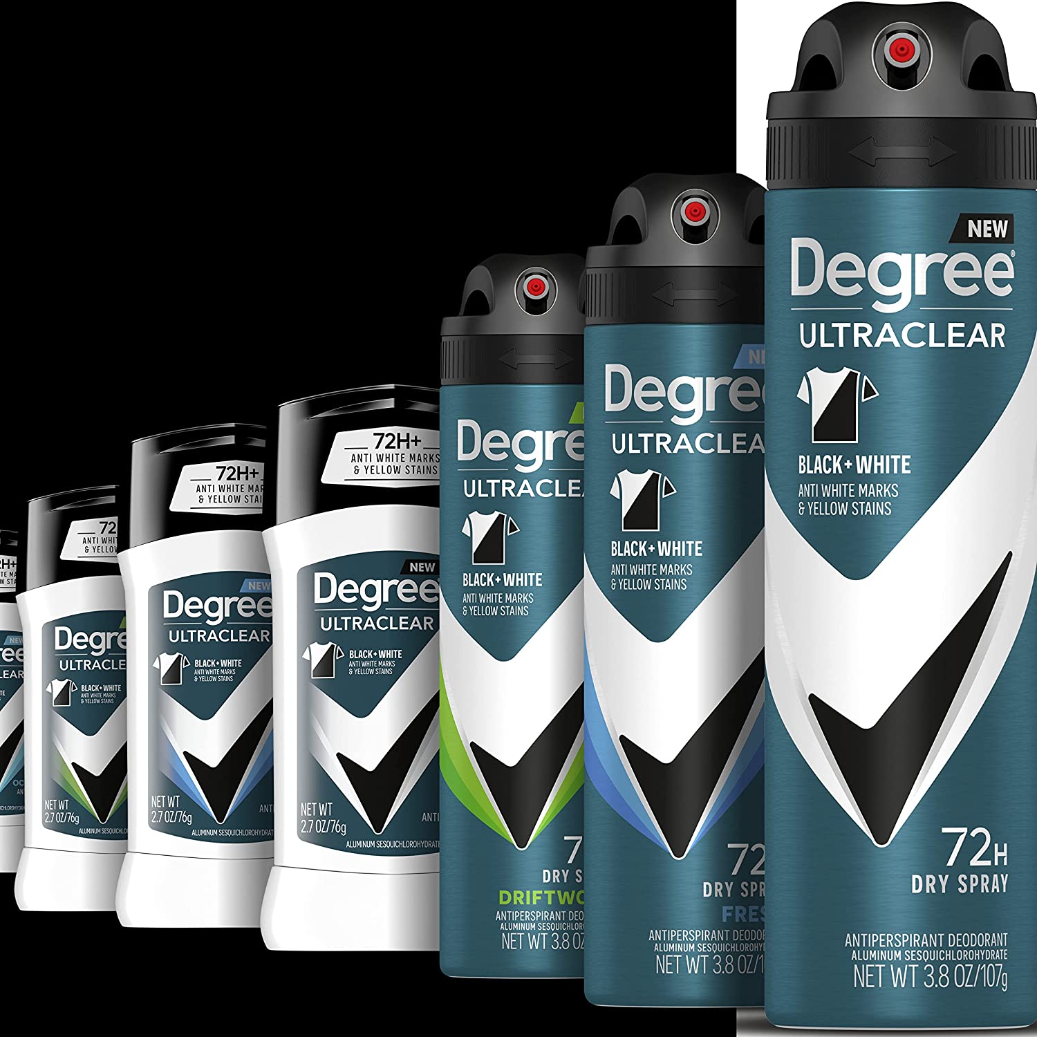 Degree Men UltraClear Antiperspirant Deodorant Black + White 4 count 72-Hour Sweat & Odor Protection Antiperspirant For Men With MotionSense Technology 2.70 Ounce (Pack of 4) - Image 11